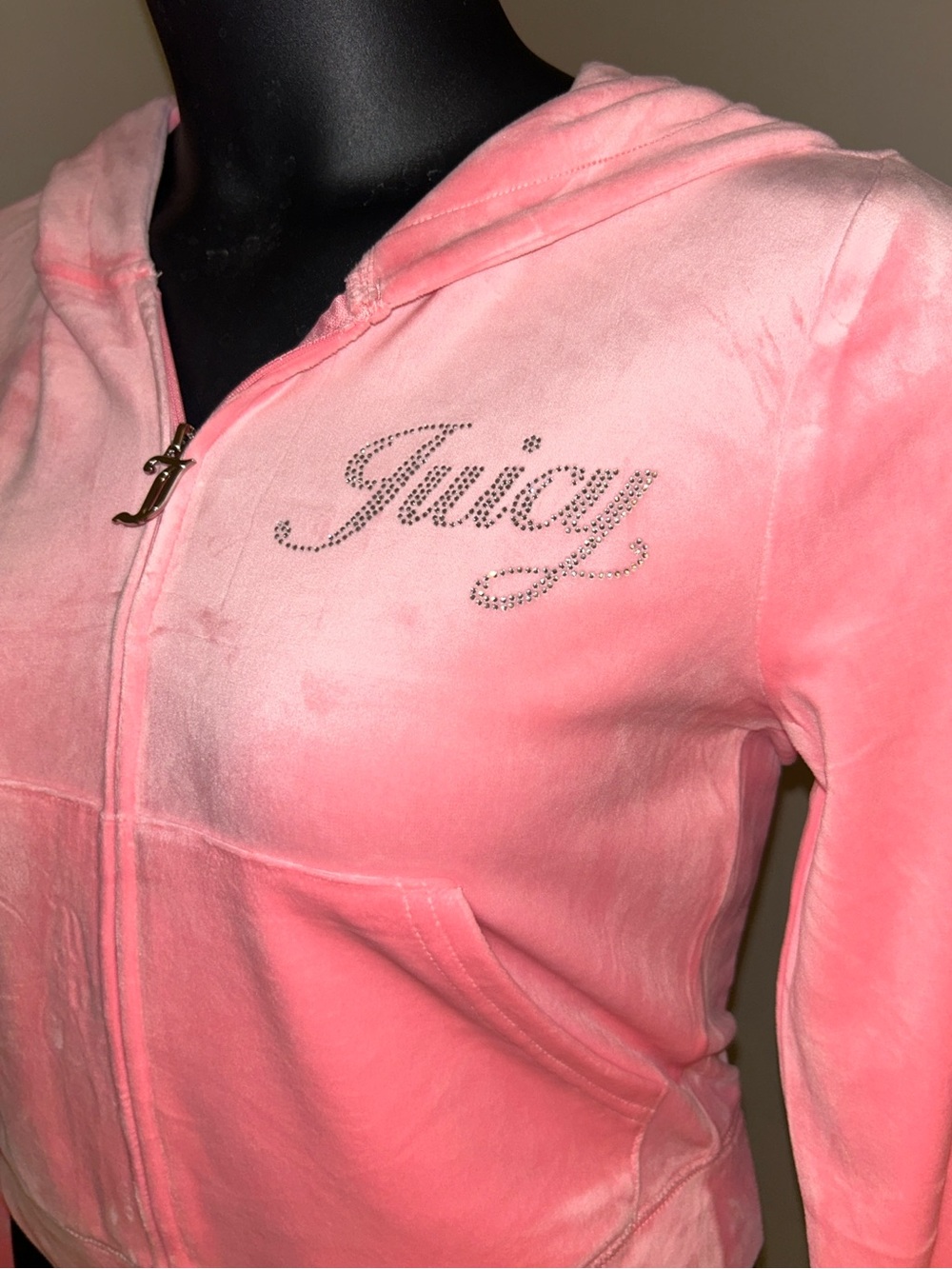 JUICY COUTURE BLING FLAMINGO RHINESTONE SCRIPT LOGO VELOUR HOODIE SWEATSUIT NWT